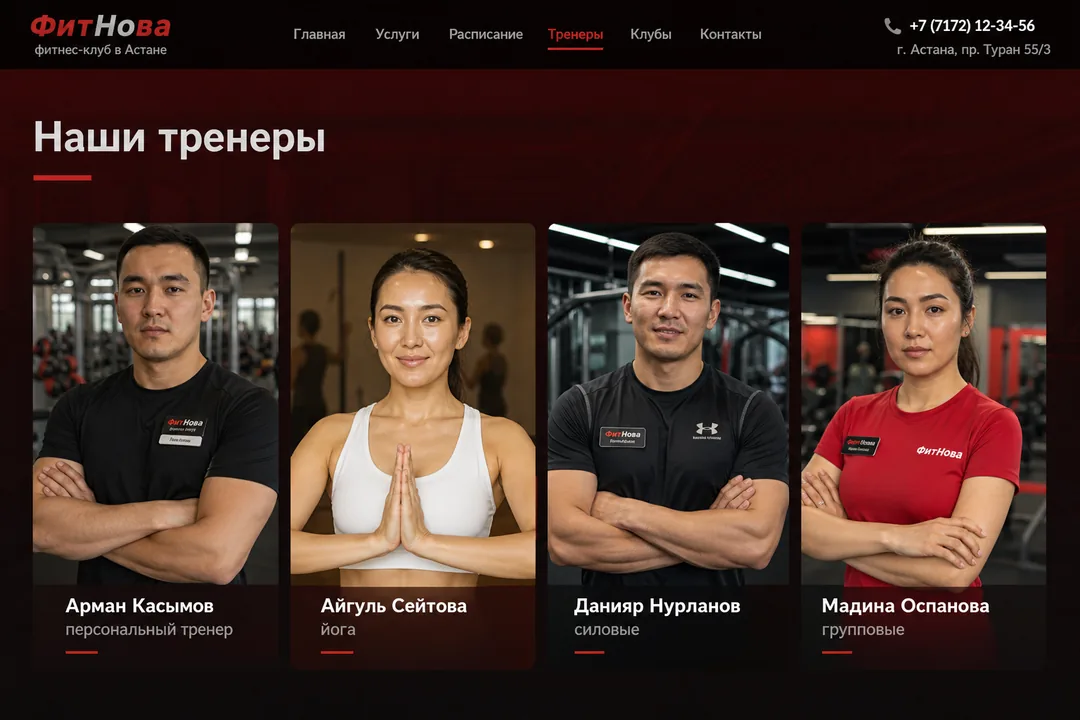 Тренеры — ФитНова, Астана
