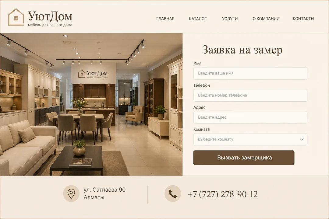 Замер и контакты — УютДом, Алматы