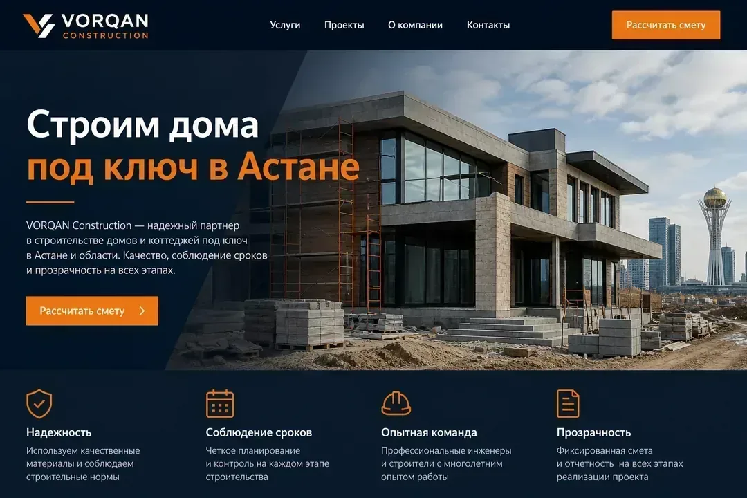 Главная — VORQAN Construction, Астана
